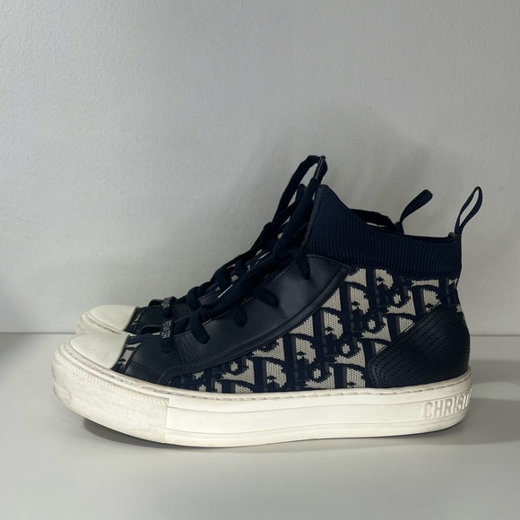 Christian Dior Walk'n'Dior Deep Blue Oblique Technical Mesh High Top Sneakers - Picture 8 of 12